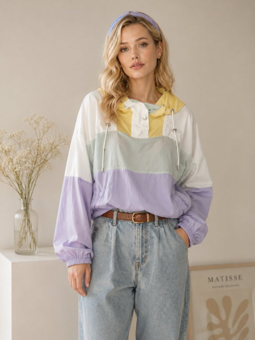 Free People / ASTR Neon Retro Vintage Inspired Y2K  Windbreaker Sweatshirt S